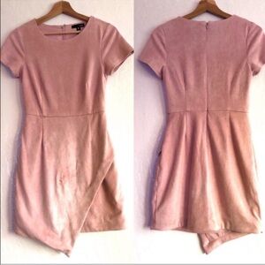 AQUA faux suede dress 
light old rose color size Small 
Asymmetrical hem
